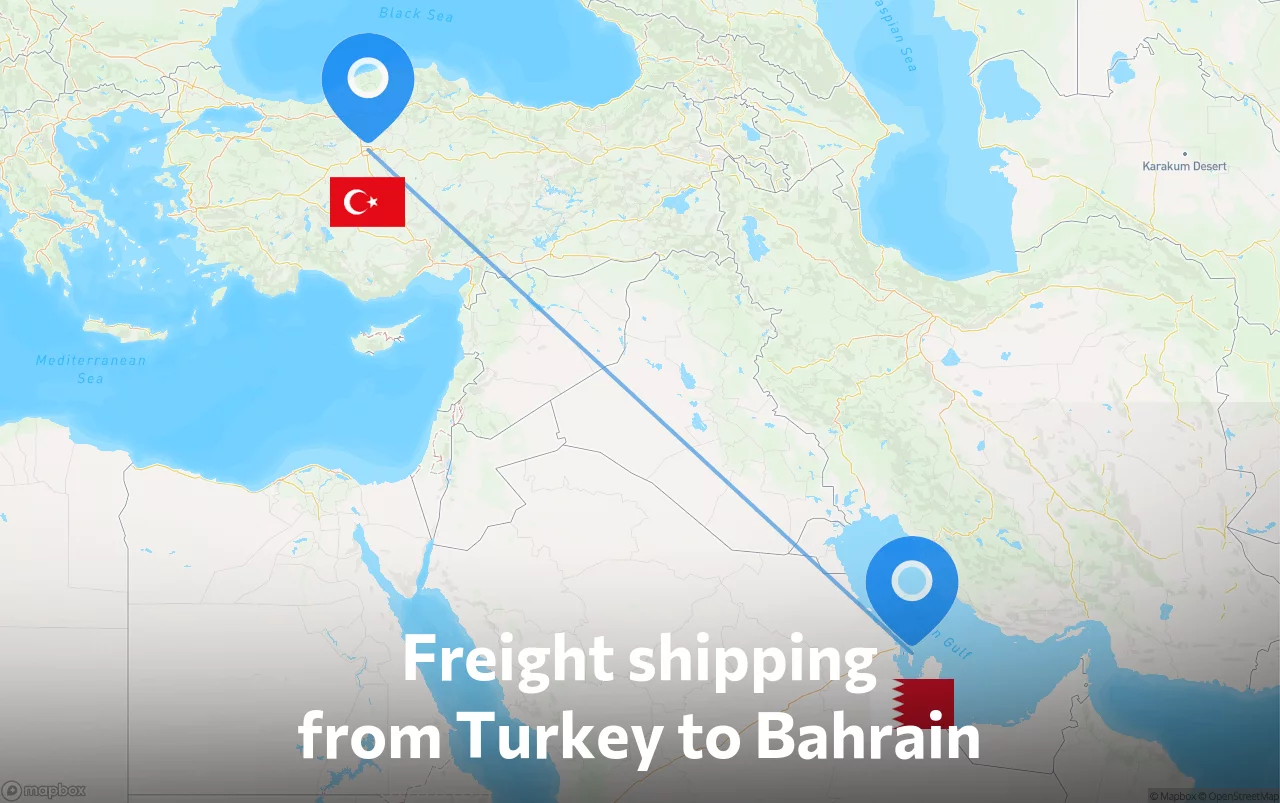 Shipping route from Turkey to Bahrain