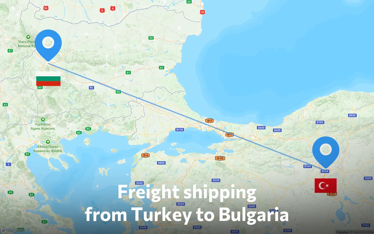 Shipping route from Turkey to Bulgaria