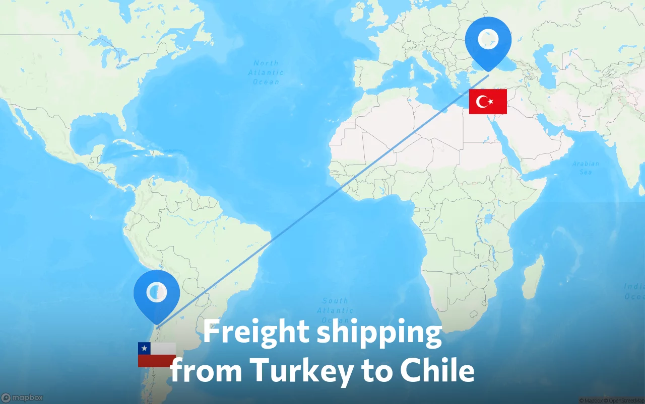 Shipping route from Turkey to Chile