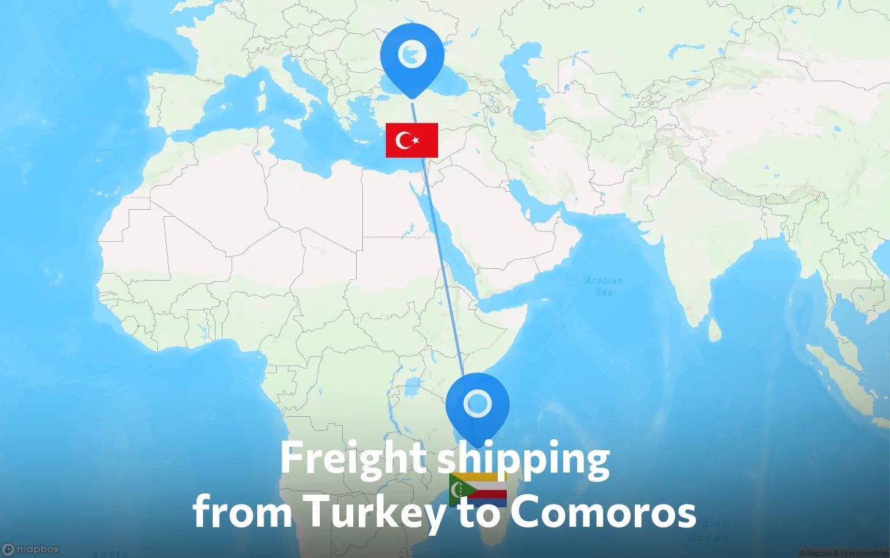 Shipping route from Turkey to Comoros
