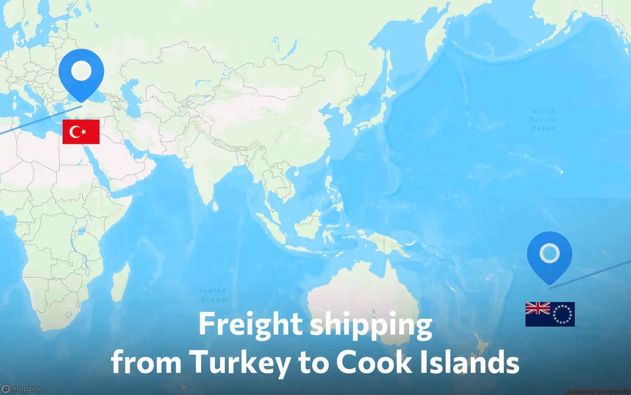 Shipping route from Turkey to Cook Islands