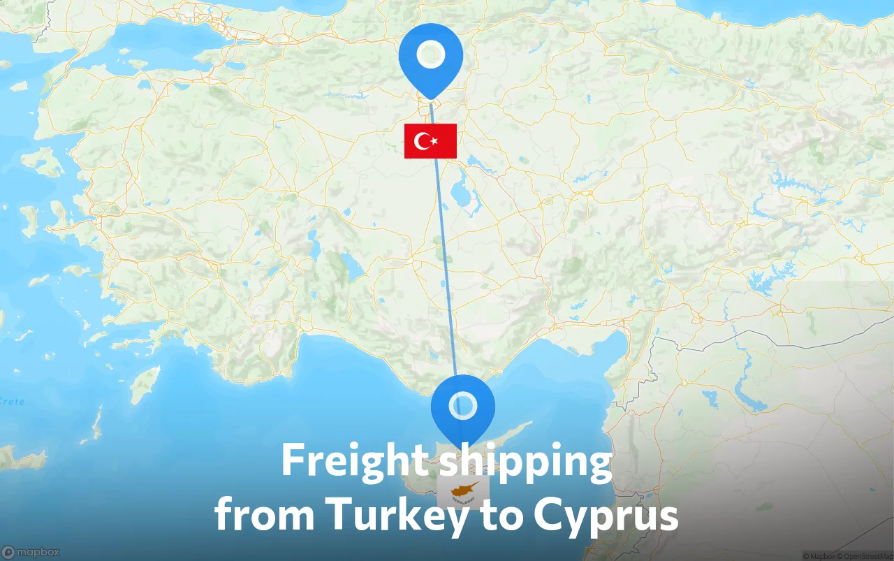Shipping route from Turkey to Cyprus