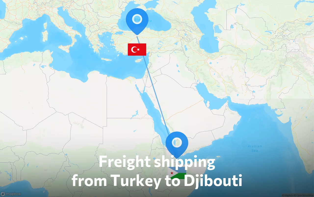 Shipping route from Turkey to Djibouti