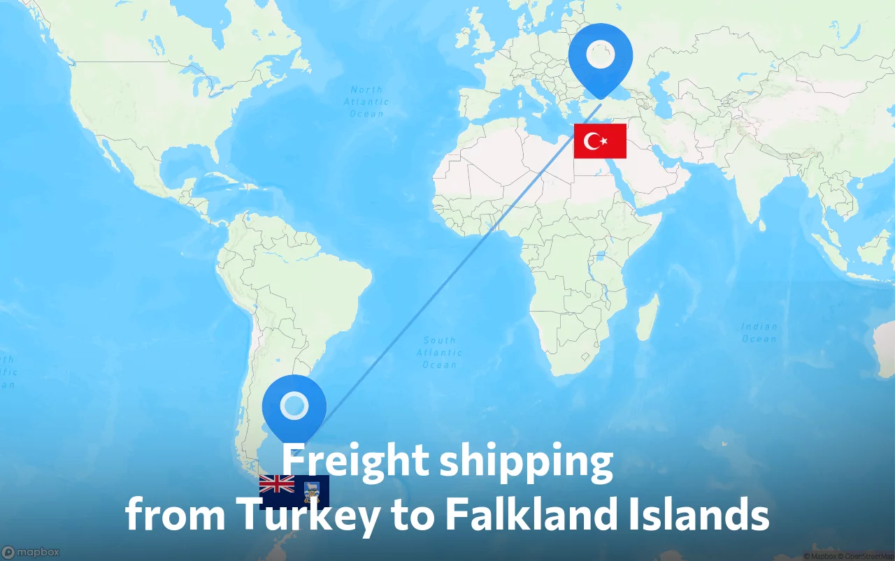 Shipping route from Turkey to Falkland Islands