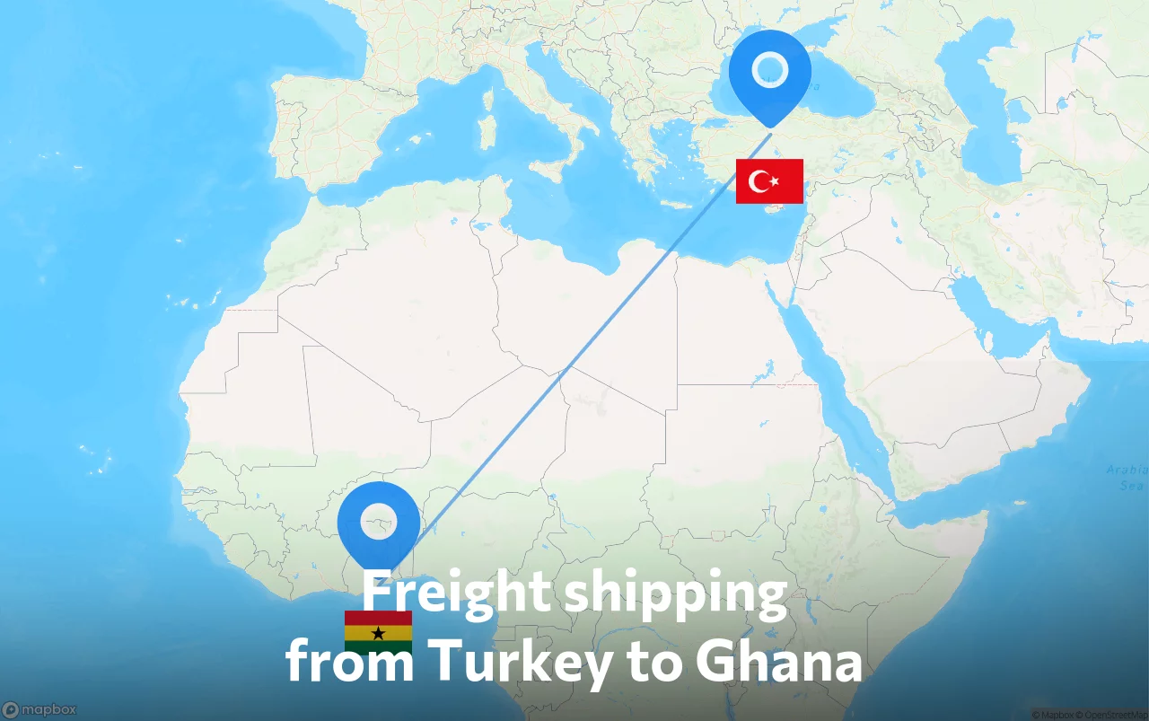 Shipping route from Turkey to Ghana