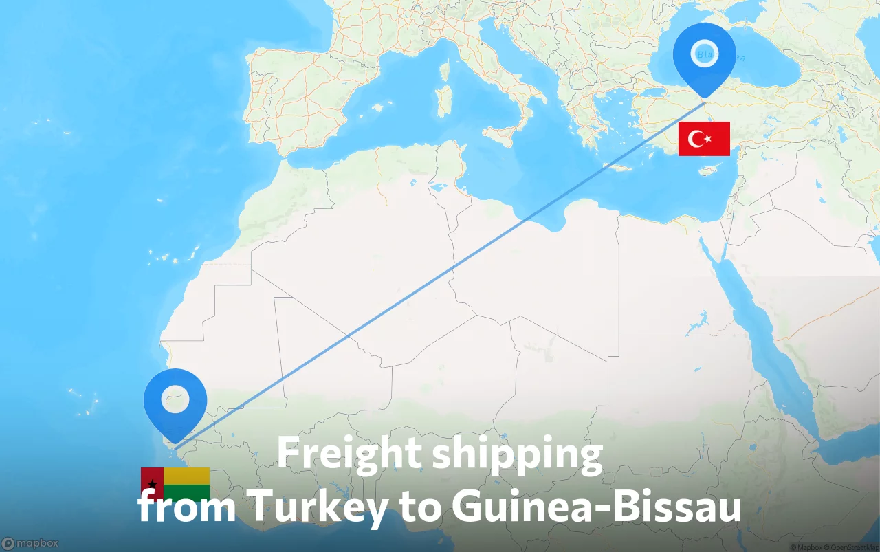 Shipping route from Turkey to Guinea-Bissau