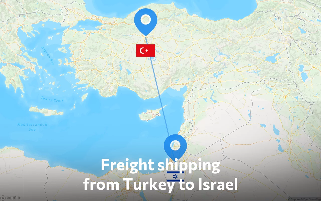 Shipping route from Turkey to Israel