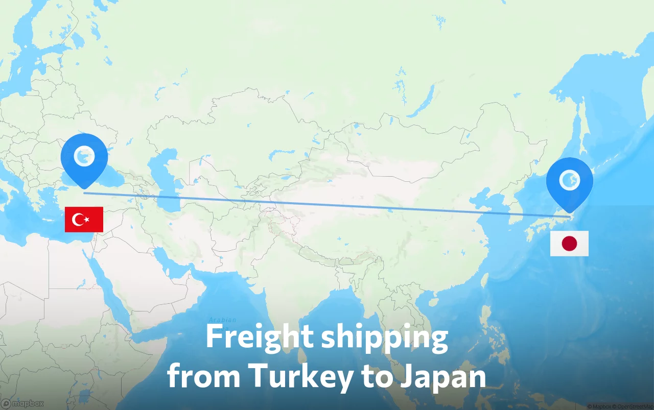Shipping route from Turkey to Japan