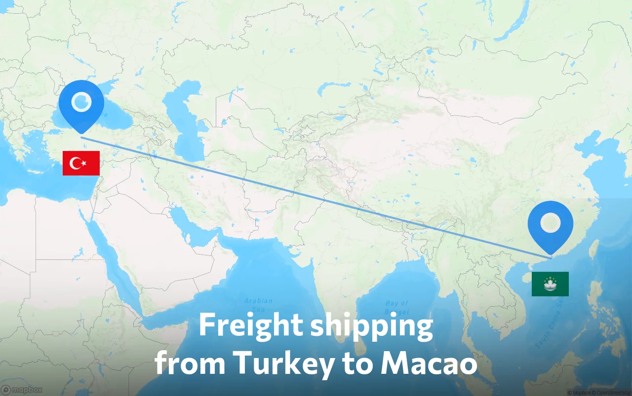 Shipping route from Turkey to Macao