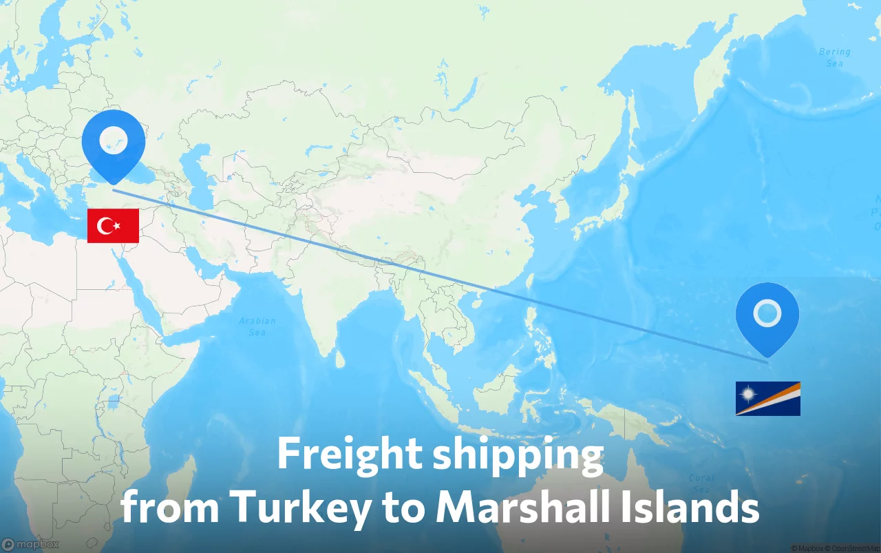 Shipping route from Turkey to Marshall Islands