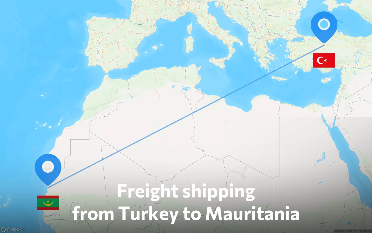 Shipping route from Turkey to Mauritania