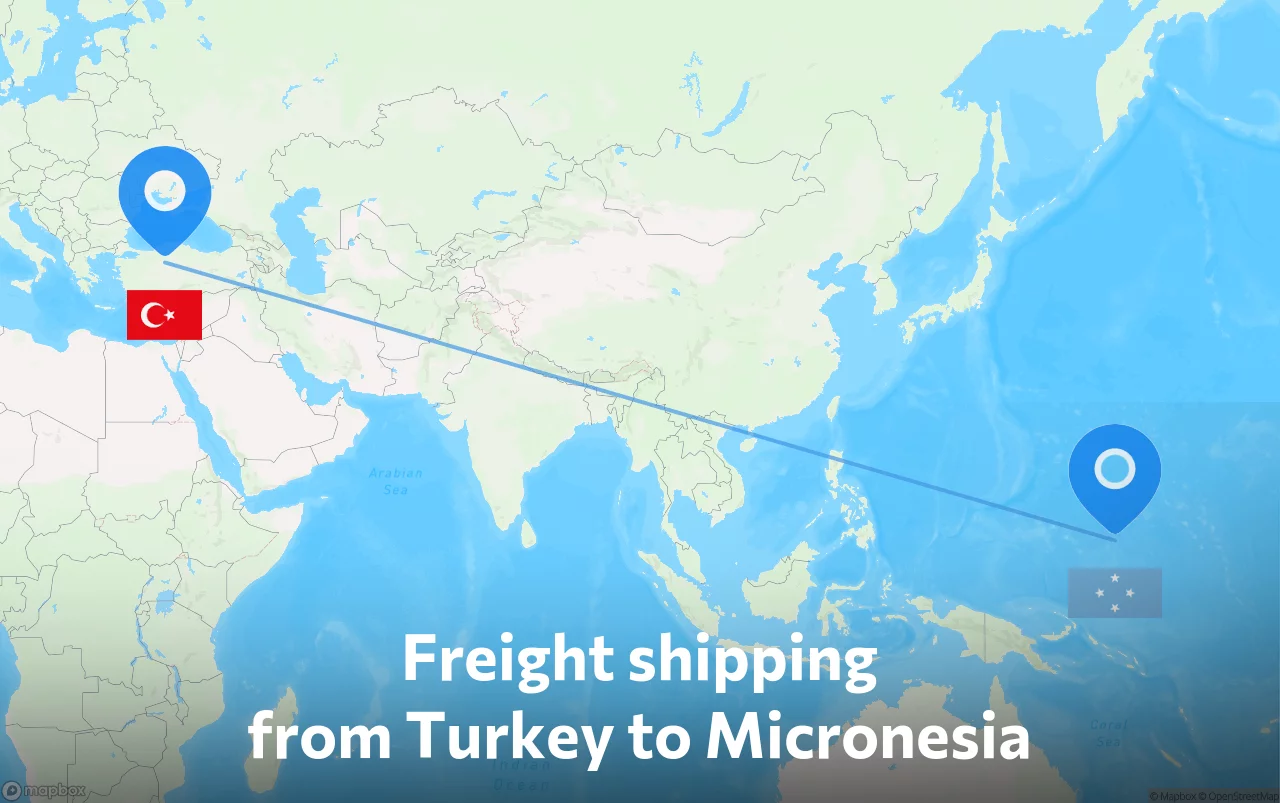 Shipping route from Turkey to Micronesia
