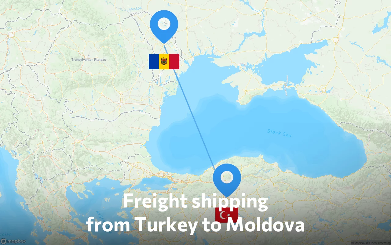 Shipping route from Turkey to Moldova