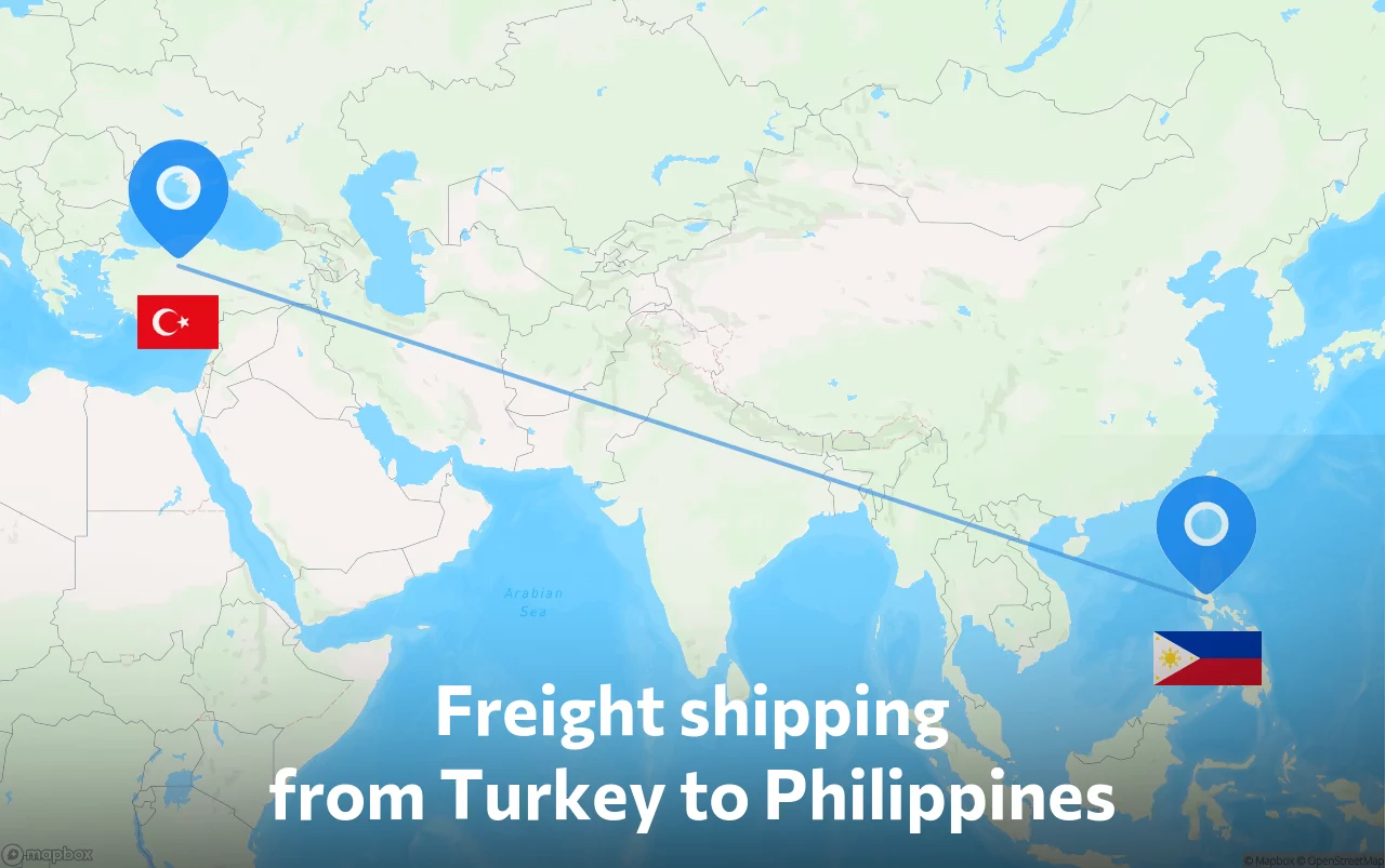 Shipping route from Turkey to Philippines