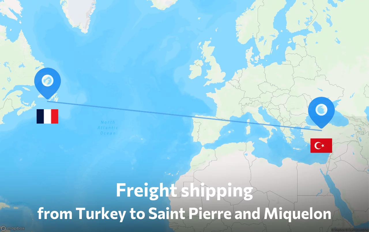 Shipping route from Turkey to Saint Pierre and Miquelon