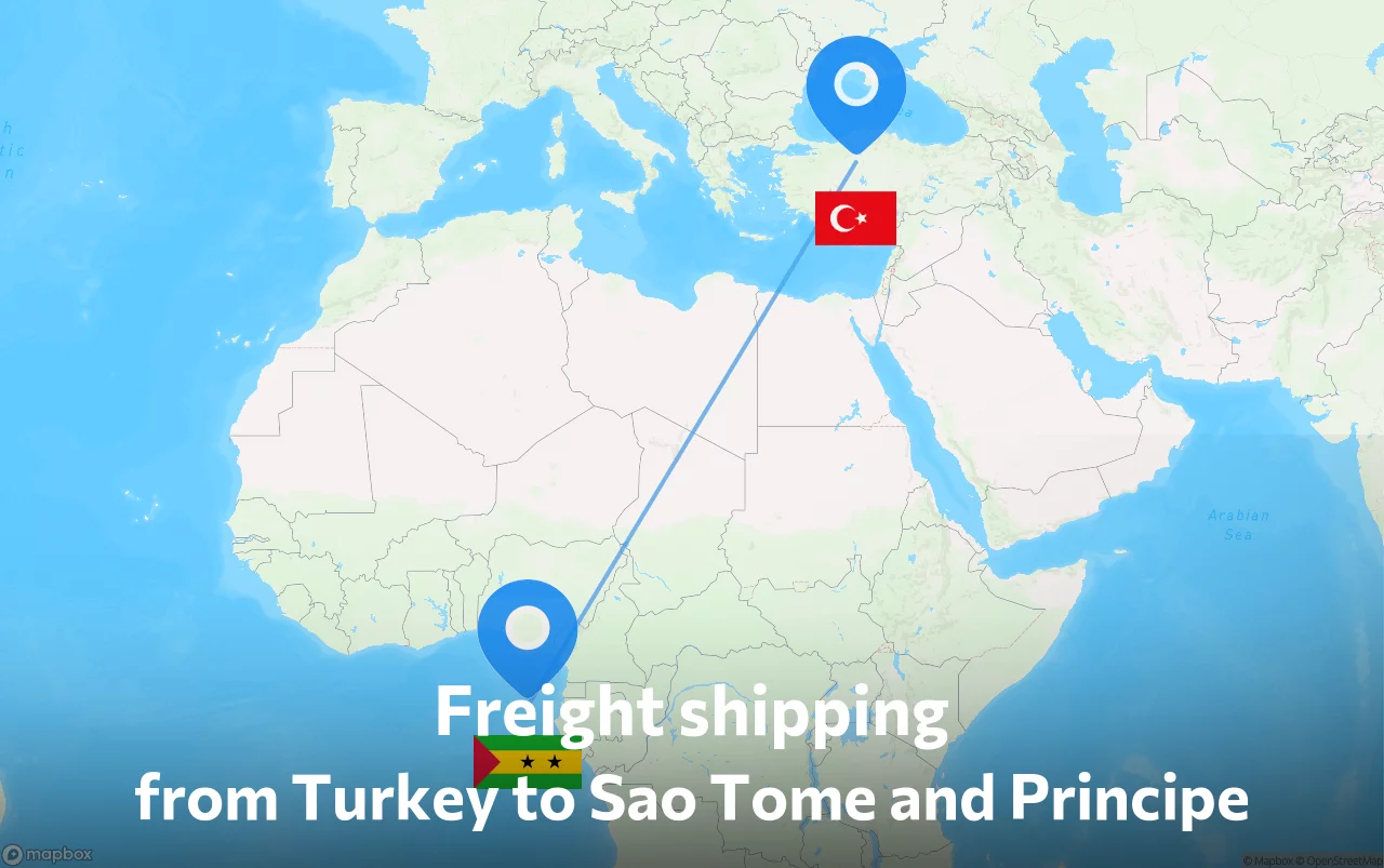 Shipping route from Turkey to Sao Tome and Principe