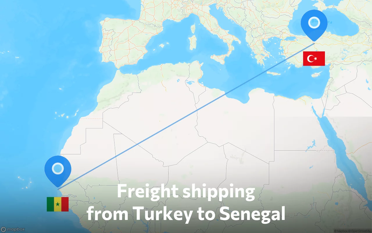 Shipping route from Turkey to Senegal