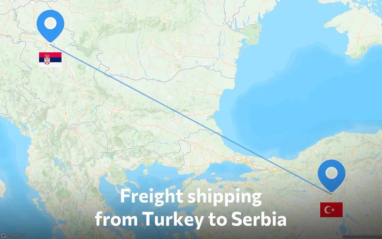 Shipping route from Turkey to Serbia