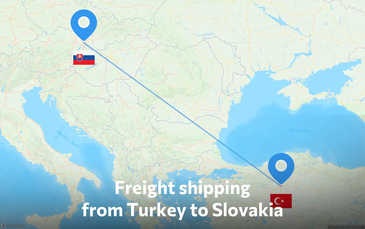 Shipping route from Turkey to Slovakia