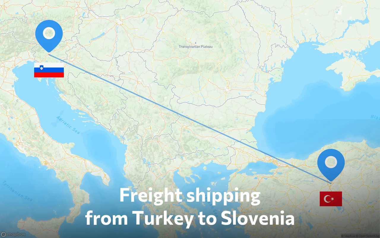 Shipping route from Turkey to Slovenia
