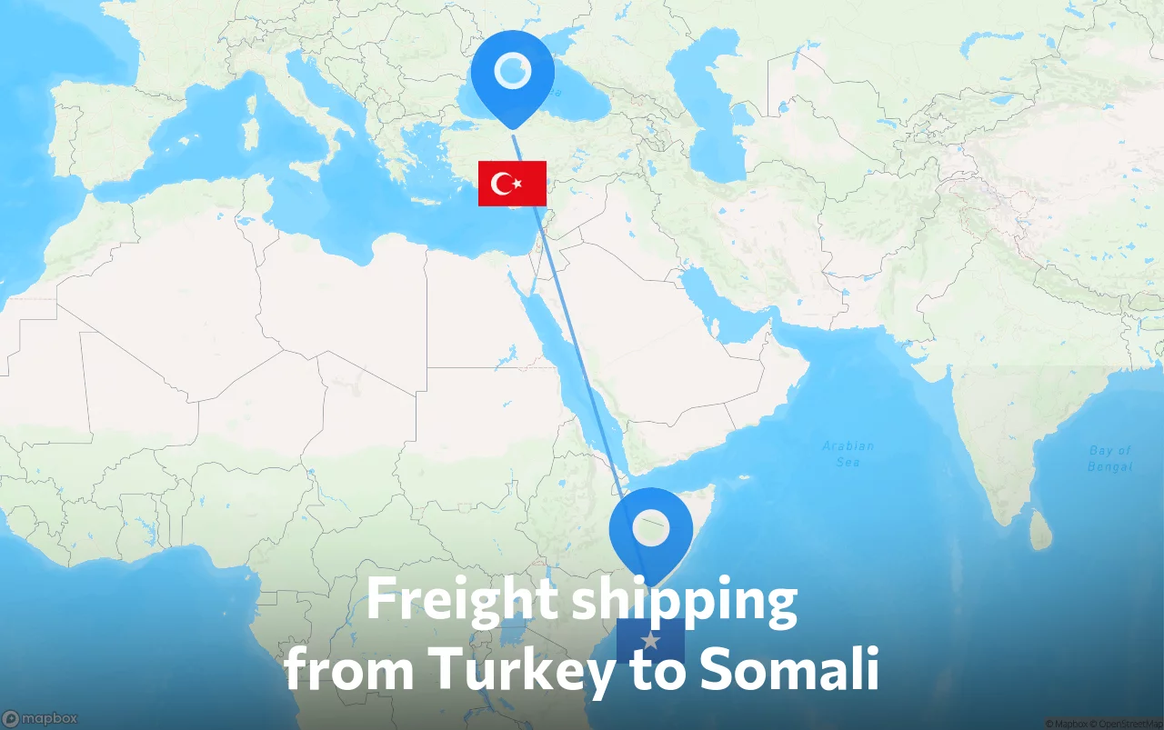 Shipping route from Turkey to Somali