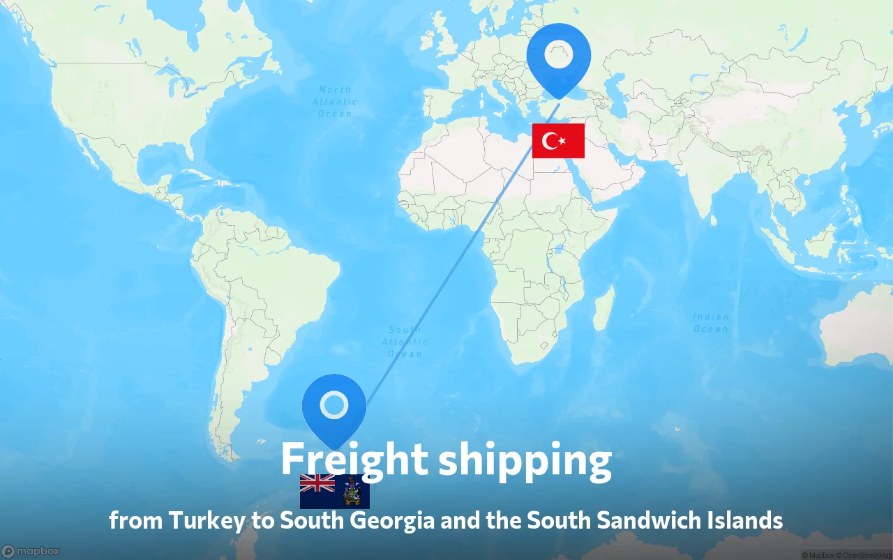 Shipping route from Turkey to South Georgia and the South Sandwich Islands