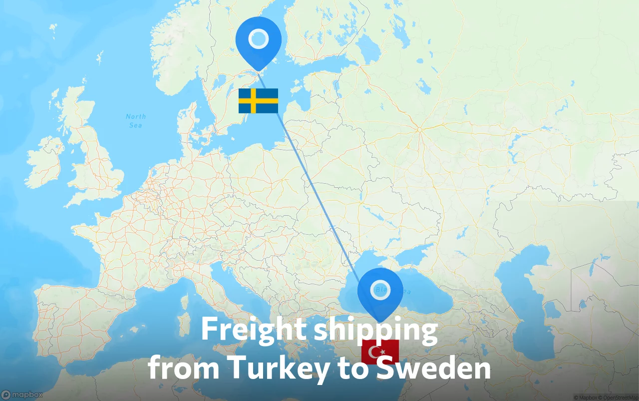 Shipping route from Turkey to Sweden