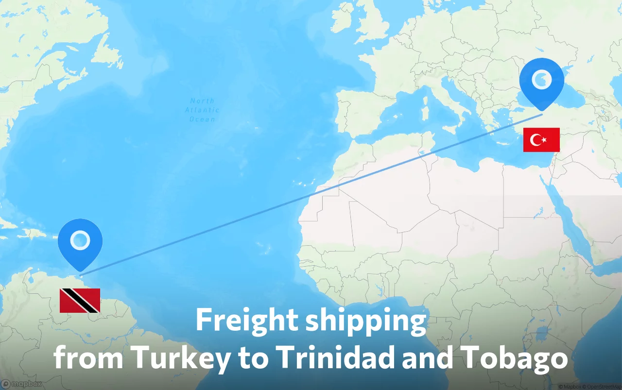 Shipping route from Turkey to Trinidad and Tobago