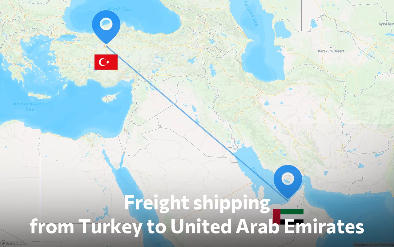Shipping route from Turkey to United Arab Emirates