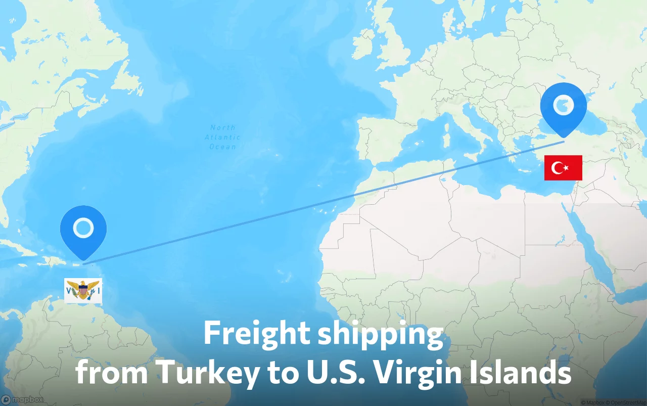 Shipping route from Turkey to U.S. Virgin Islands