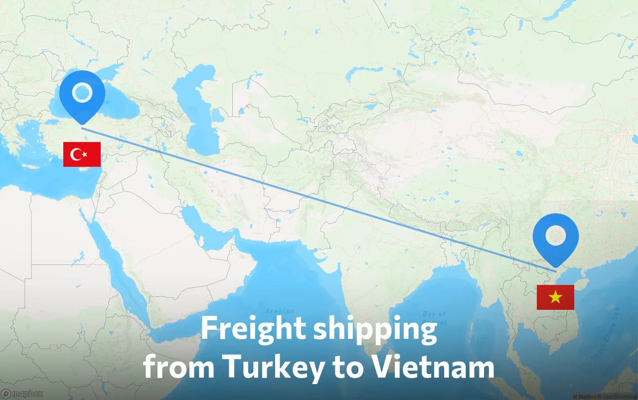 Shipping route from Turkey to Vietnam