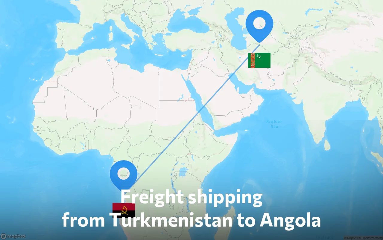 Shipping route from Turkmenistan to Angola