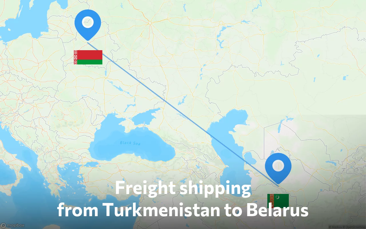 Shipping route from Turkmenistan to Belarus