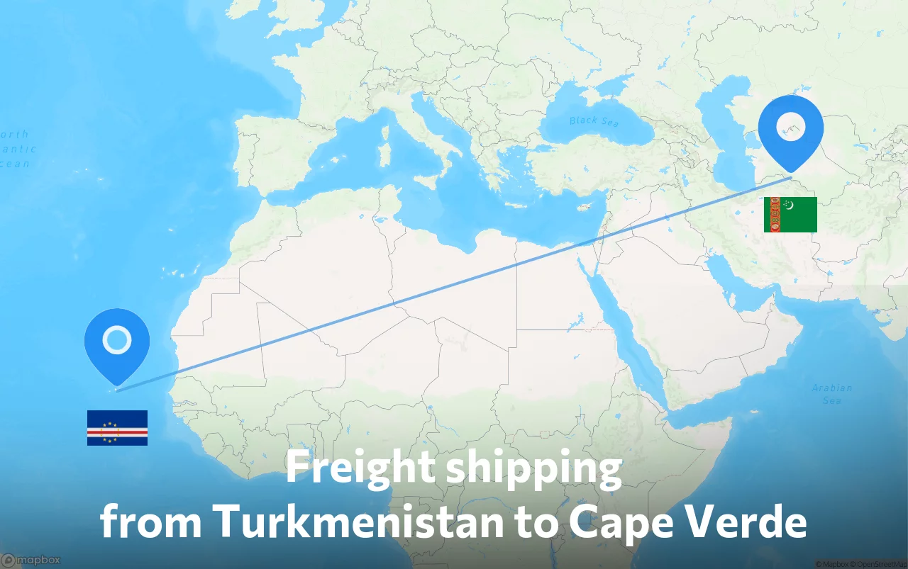 Shipping route from Turkmenistan to Cape Verde