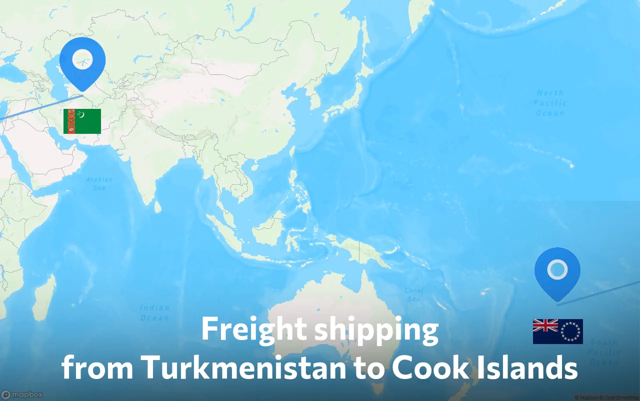 Shipping route from Turkmenistan to Cook Islands