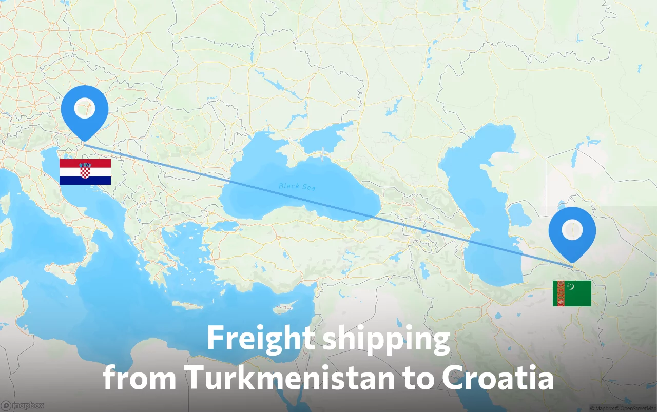 Shipping route from Turkmenistan to Croatia