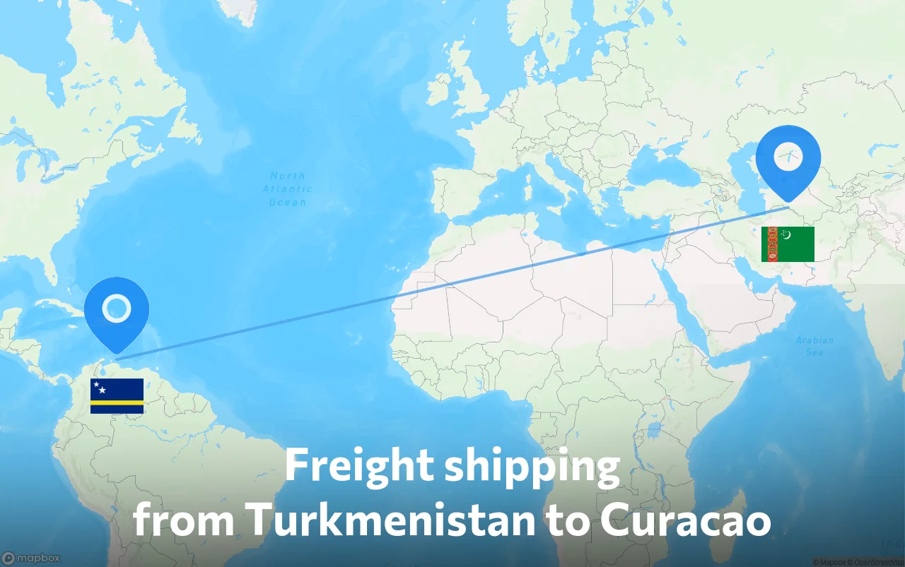 Shipping route from Turkmenistan to Curacao