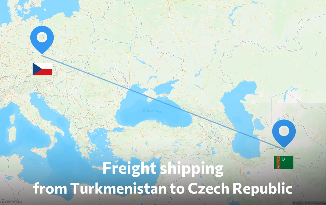 Shipping route from Turkmenistan to Czech Republic