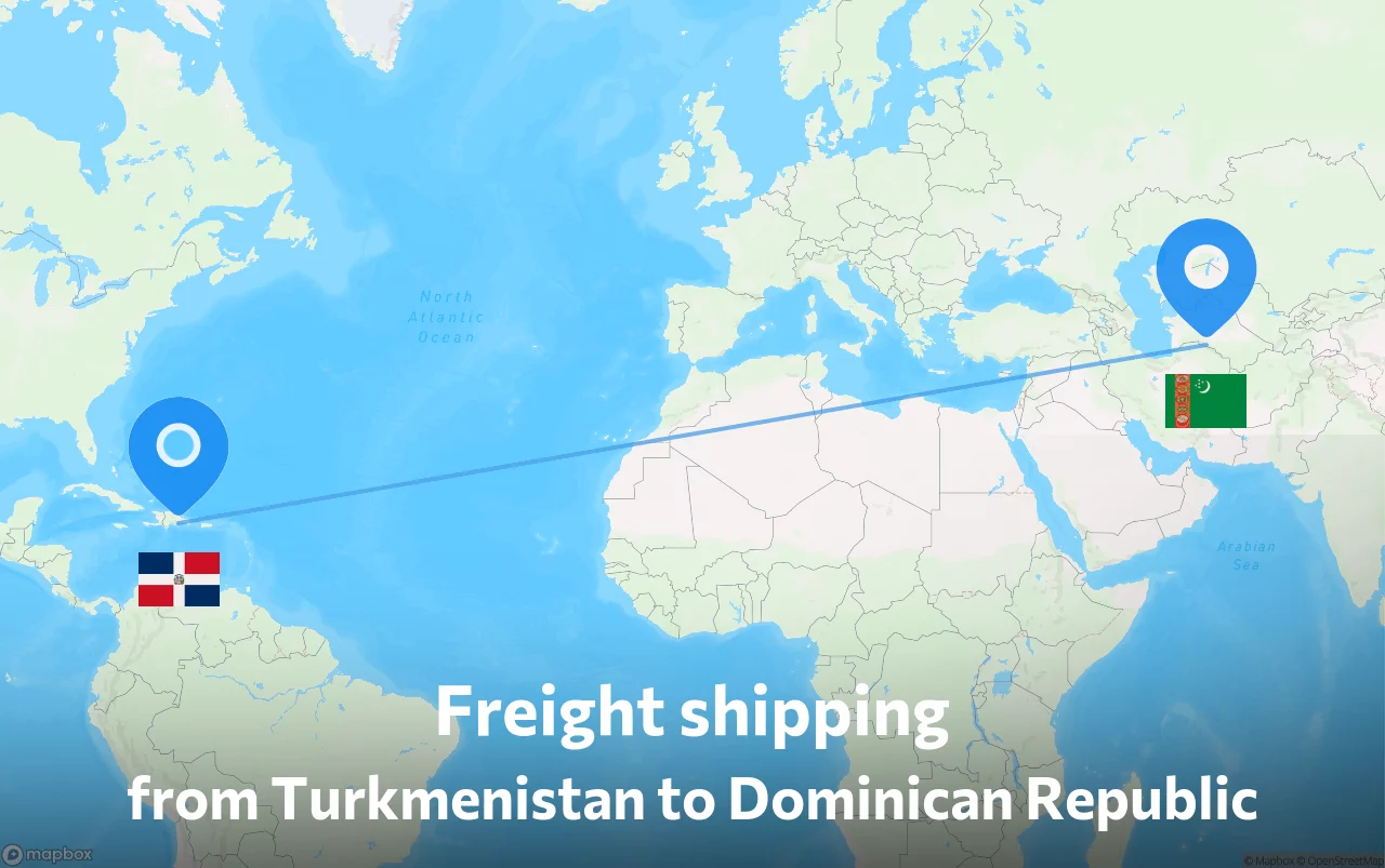 Shipping route from Turkmenistan to Dominican Republic