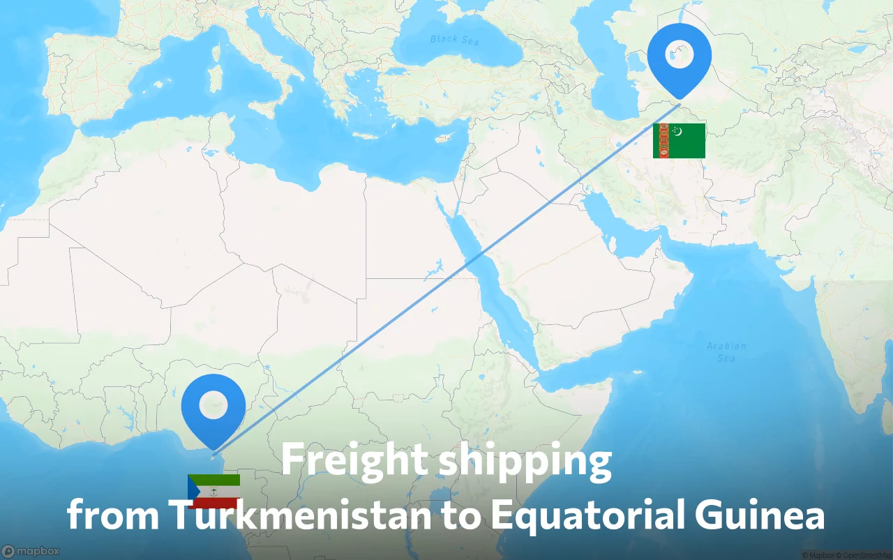 Shipping route from Turkmenistan to Equatorial Guinea