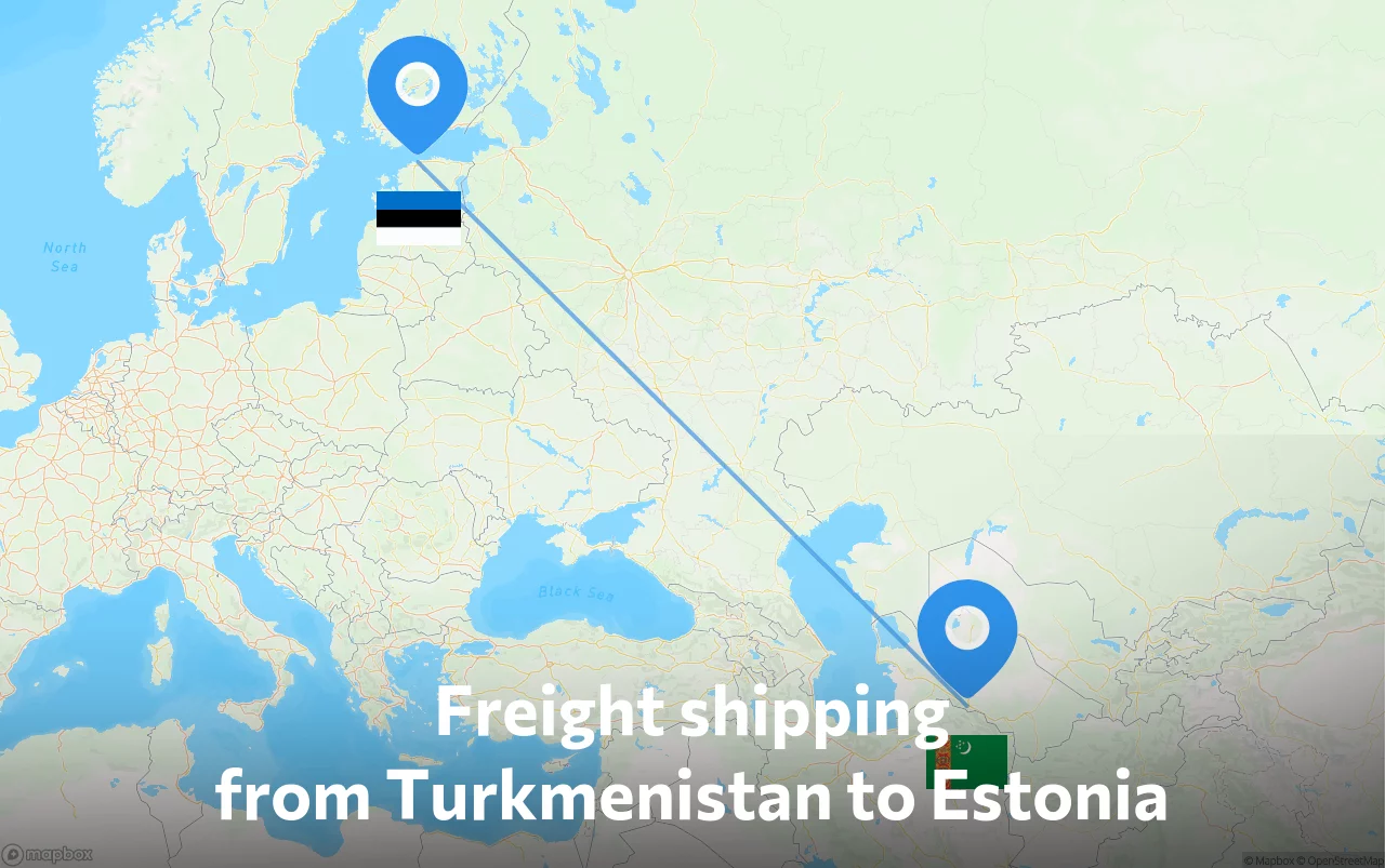 Shipping route from Turkmenistan to Estonia