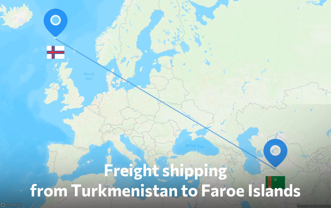 Shipping route from Turkmenistan to Faroe Islands
