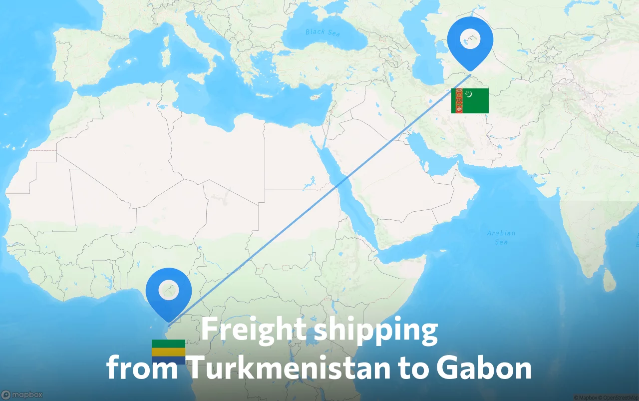 Shipping route from Turkmenistan to Gabon