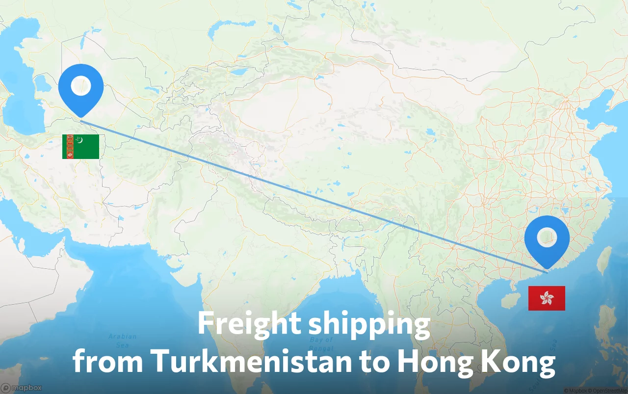 Shipping route from Turkmenistan to Hong Kong