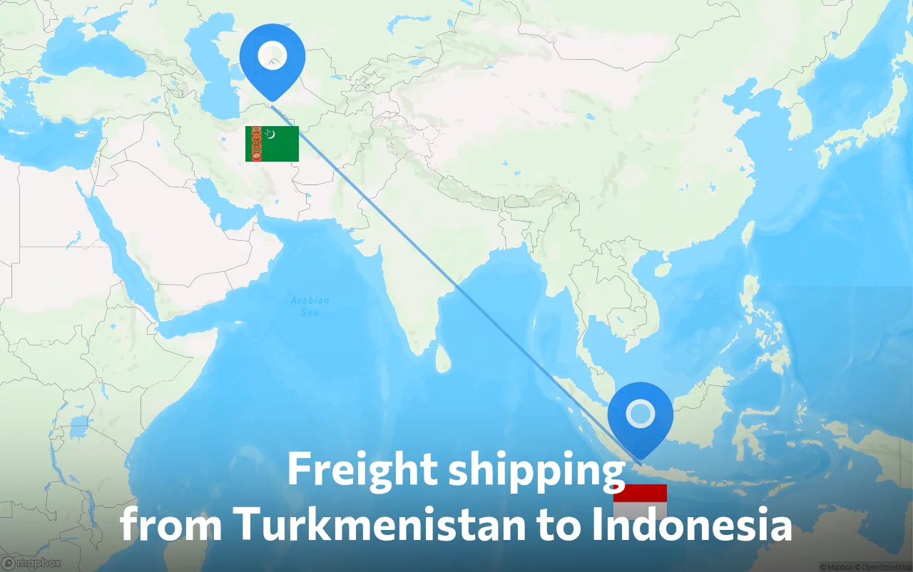 Shipping route from Turkmenistan to Indonesia