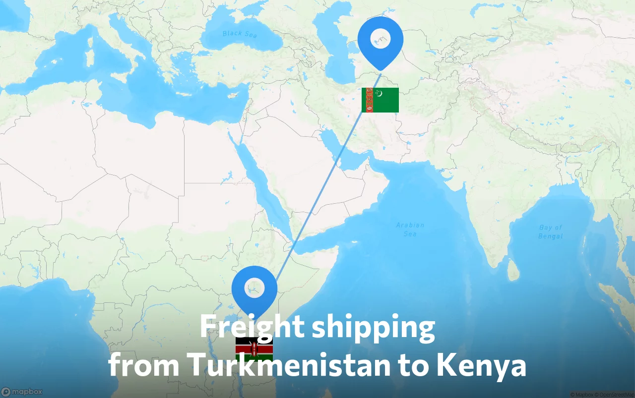 Shipping route from Turkmenistan to Kenya