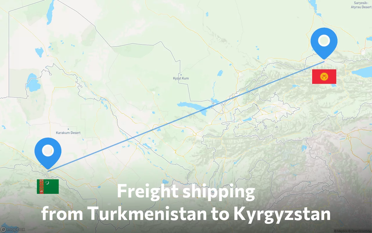 Shipping route from Turkmenistan to Kyrgyzstan