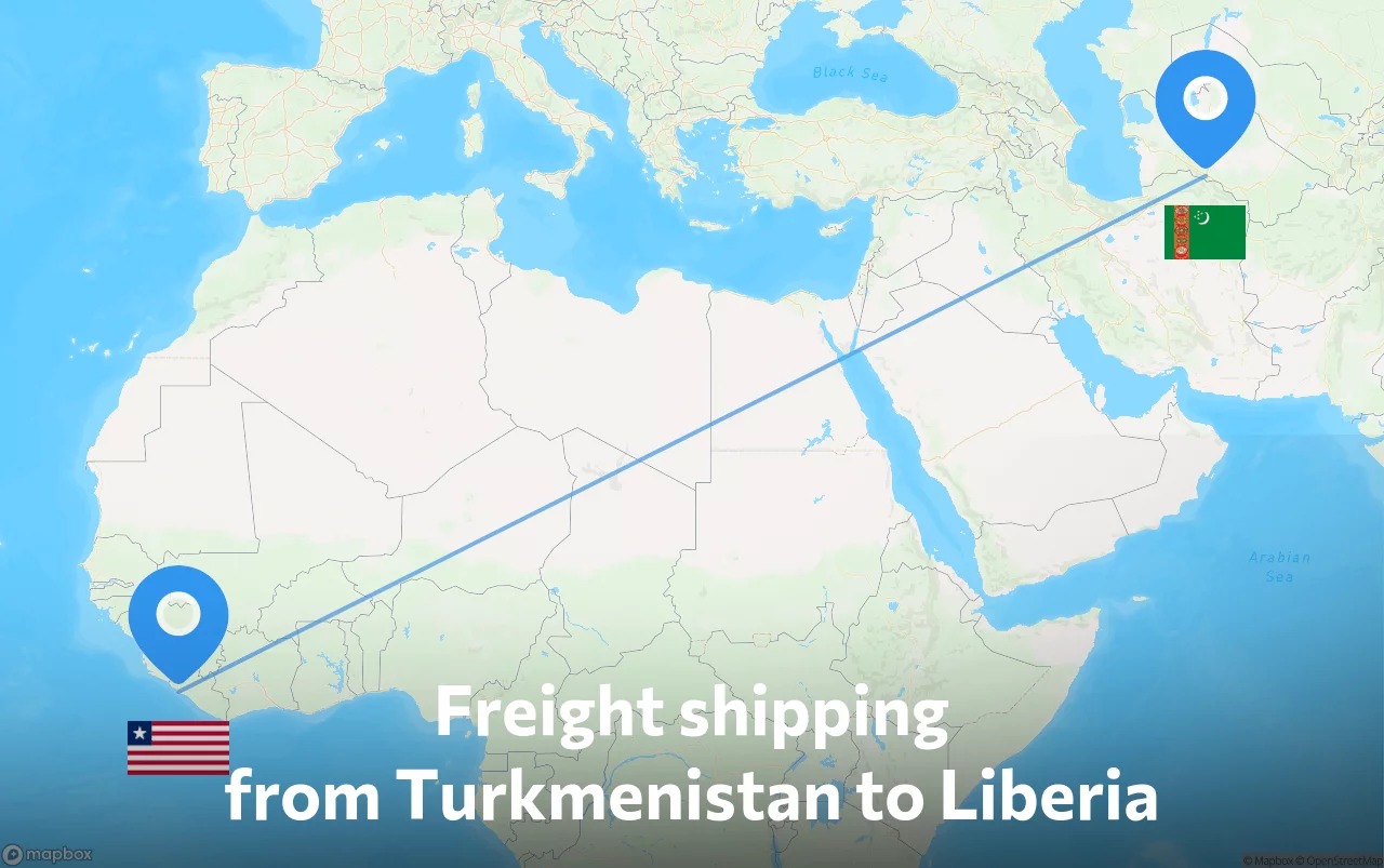 Shipping route from Turkmenistan to Liberia