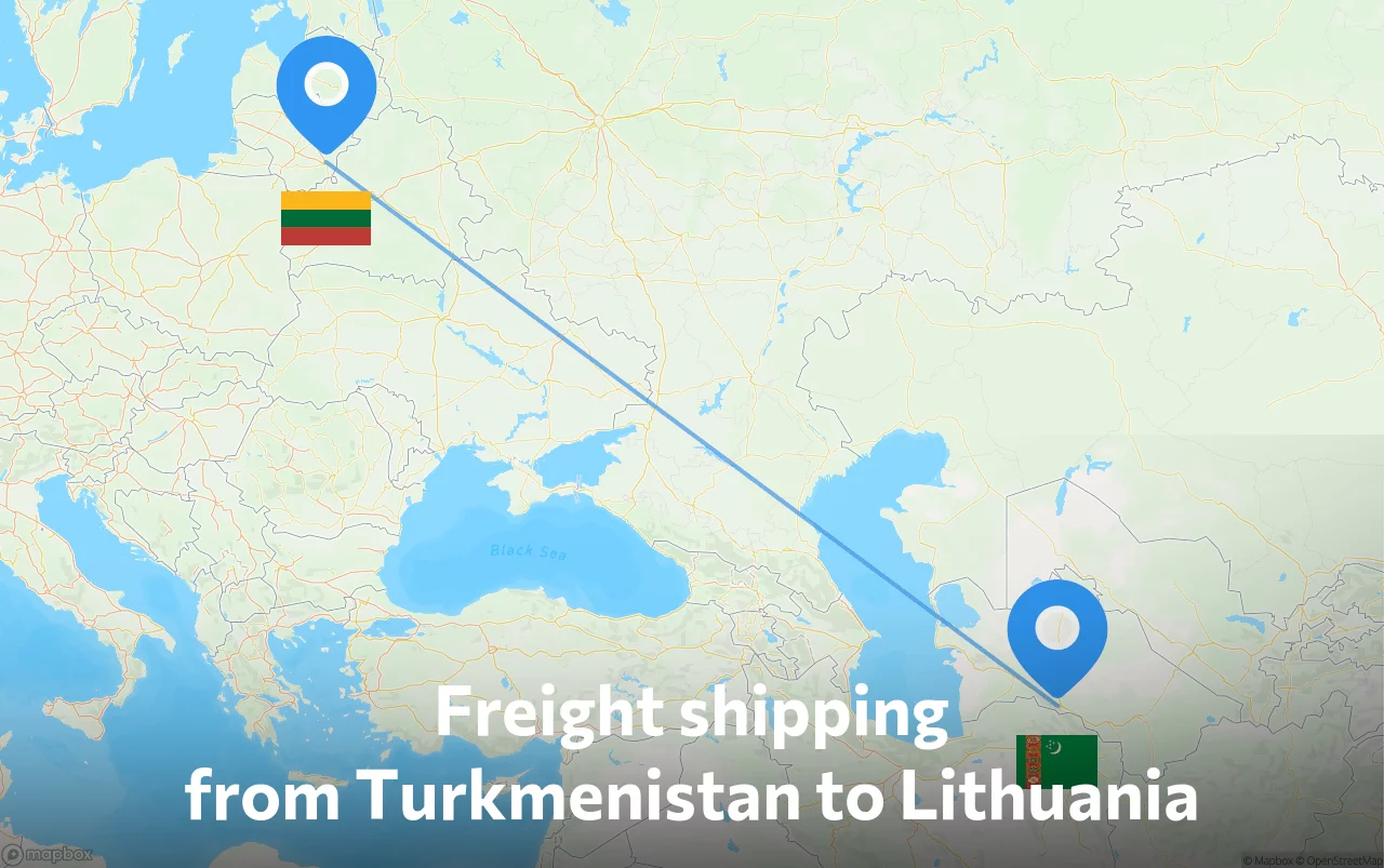 Shipping route from Turkmenistan to Lithuania