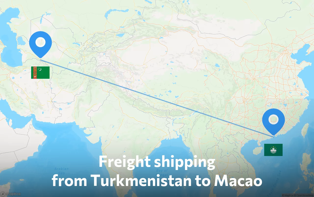 Shipping route from Turkmenistan to Macao